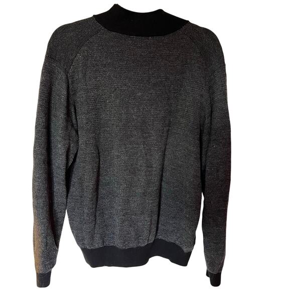 Bobby Jones Black and Grey Quarter Zip Merino Wool Sweater SZ L - Picture 2 of 6